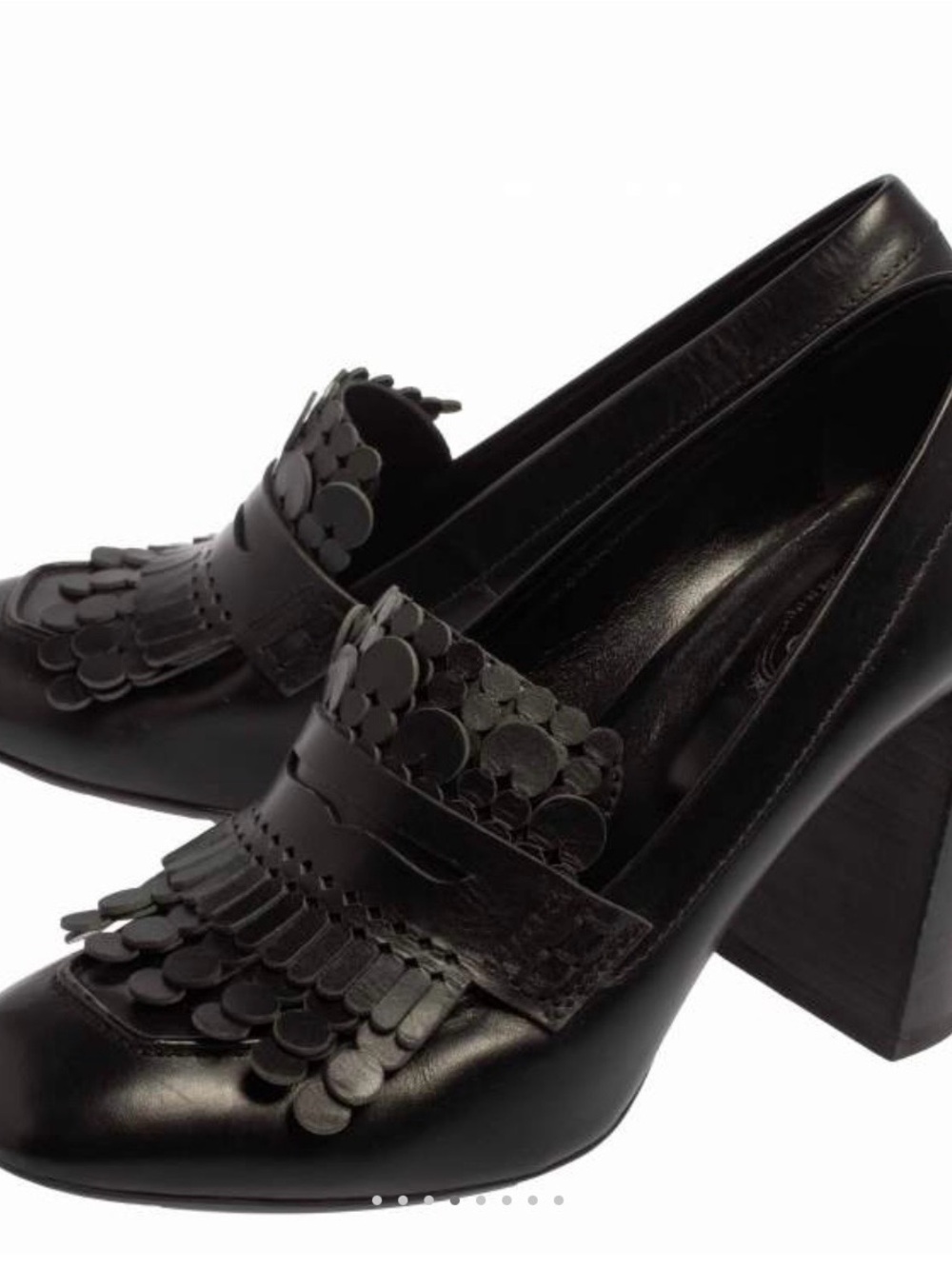TOD'S Black Scalloped Leather Court Pumps! LIKE NEW! Size 6! LEATHER - Picture 4 of 6